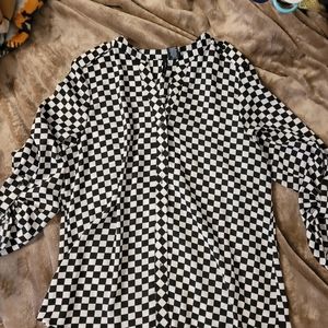 Checkered button-down top